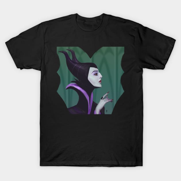 Maleficent Portrait T-Shirt by rafafloresart